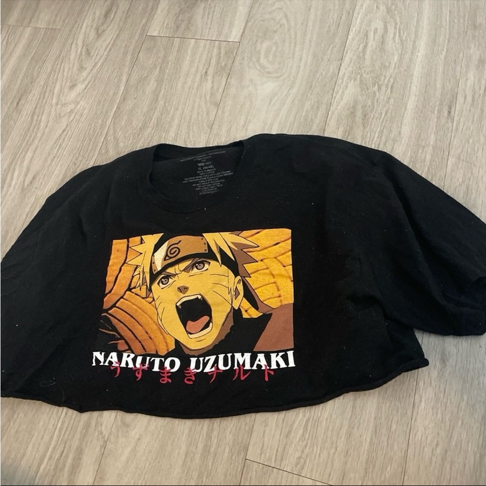 Black Naruto Uzumaki Graphic Crop Top